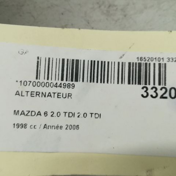 Alternateur occasion MAZDA 6 I Phase 2 06-2005->10-2008 2.0 MZR-CD 143ch RF7J18300B 6