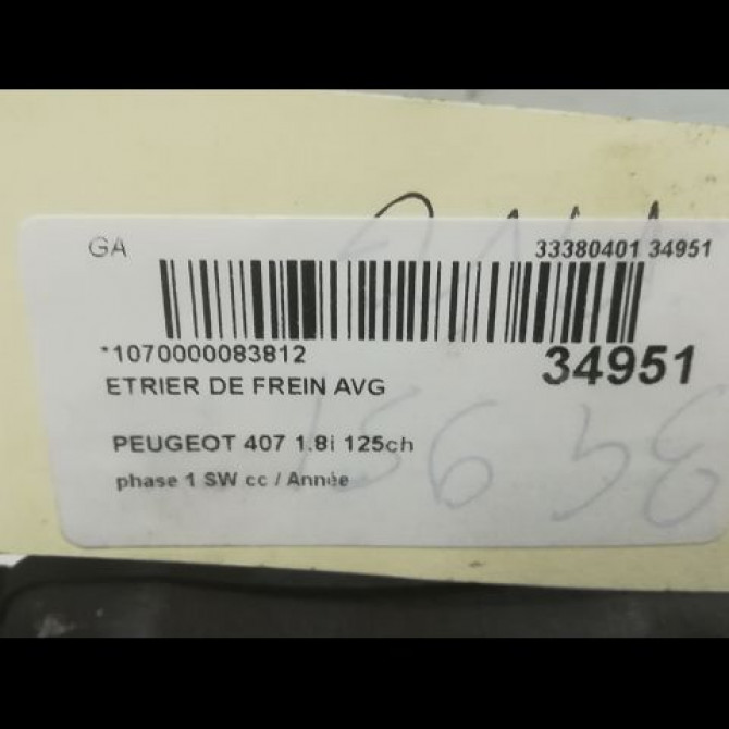 Etrier de frein avant gauche occasion PEUGEOT 407 phase 1 SW 07-2004->07-2008 1.8i 125ch 4401H2 3