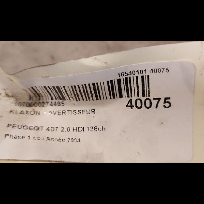 Klaxon  / avertisseur occasion PEUGEOT 407 Phase 1 04-2004->07-2008 2.0 HDI 136ch 6236J2 3