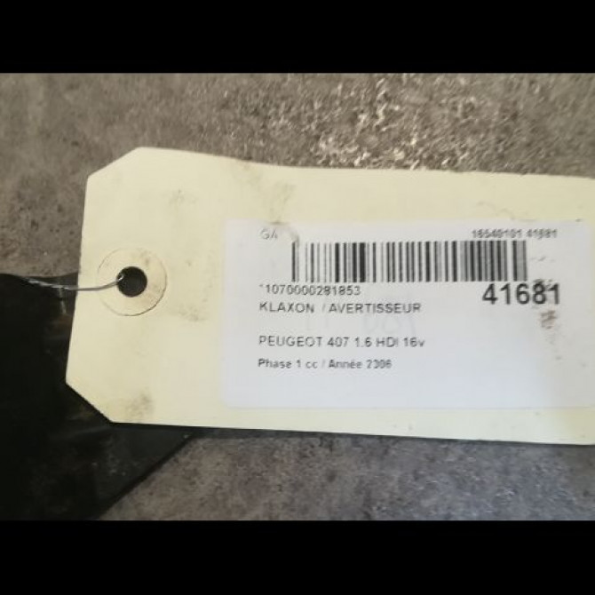 Klaxon  / avertisseur occasion PEUGEOT 407 Phase 1 04-2004->07-2008 1.6 HDI 16v 6236J2 3