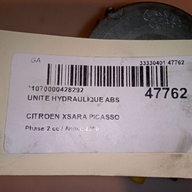 Unité hydraulique ABS occasion CITROEN XSARA PICASSO Phase 2 02-2004->12-2010 1.6 HDI 92 ch 4541FF 7