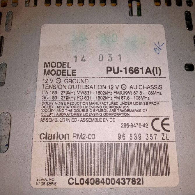 Autoradio occasion PEUGEOT 607 Phase 1 11-1999->09-2004 3.0i V6 6560Y5 6