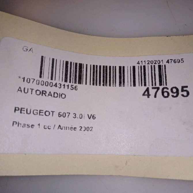 Autoradio occasion PEUGEOT 607 Phase 1 11-1999->09-2004 3.0i V6 6560Y5 8