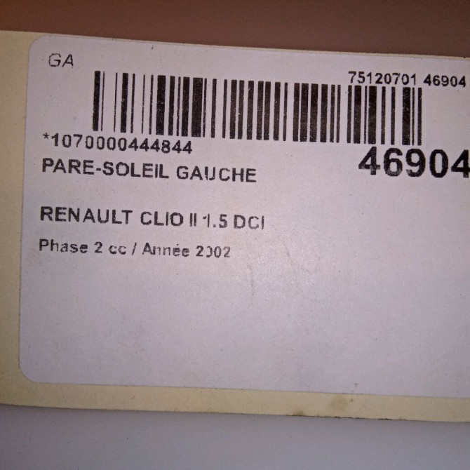 Pare-soleil gauche occasion RENAULT CLIO II Phase 2 06-2001->07-2006 1.5 DCI 65ch 4