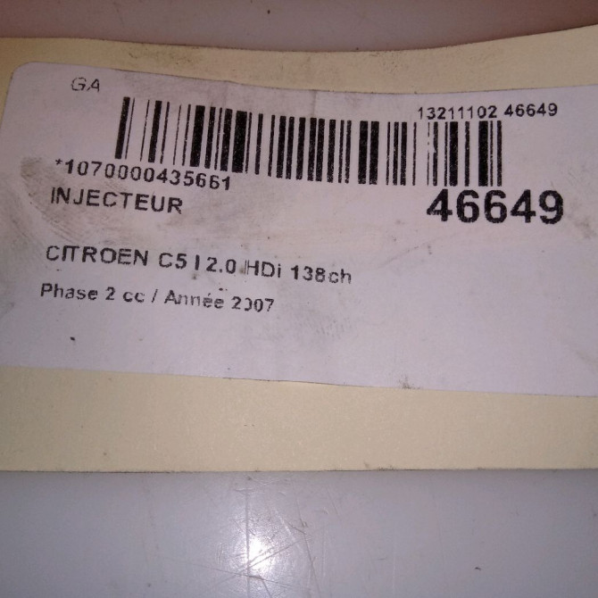 Injecteur occasion CITROEN C5 I Phase 2 09-2004->06-2008 2.0 HDi 138ch 4