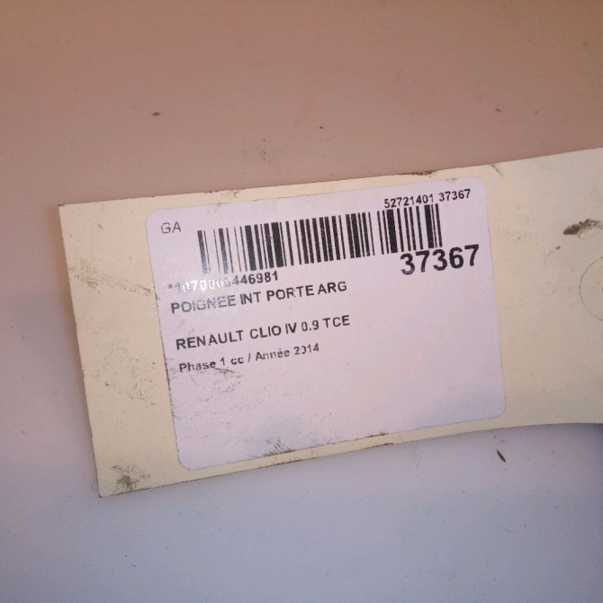 Poignee int porte arg occasion RENAULT CLIO IV Phase 1 07-2012->... 0.9 TCE 90ch 826733790R 4