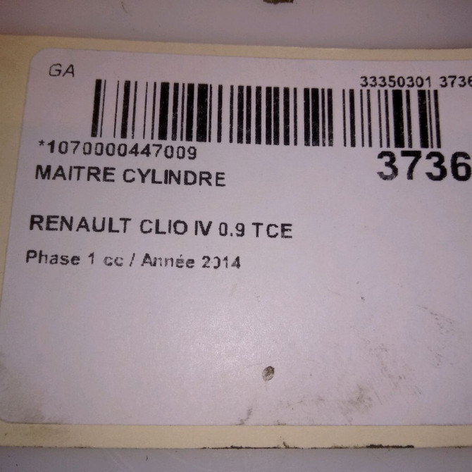 Maitre cylindre occasion RENAULT CLIO IV Phase 1 07-2012->... 0.9 TCE 90ch 460111938R 5