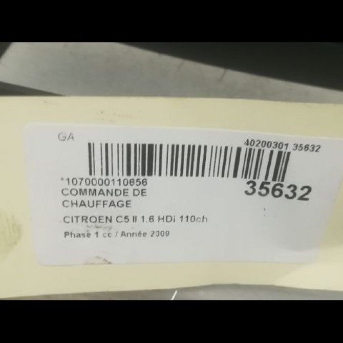 Commande de chauffage occasion CITROEN C5 II Phase 1 04-2008->... 1.6 HDi 110ch 6452H7 3