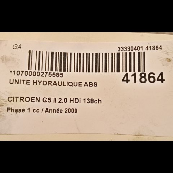 Unité hydraulique ABS occasion CITROEN C5 II Phase 1 04-2008->... 2.0 HDi 138ch 4541KL 3