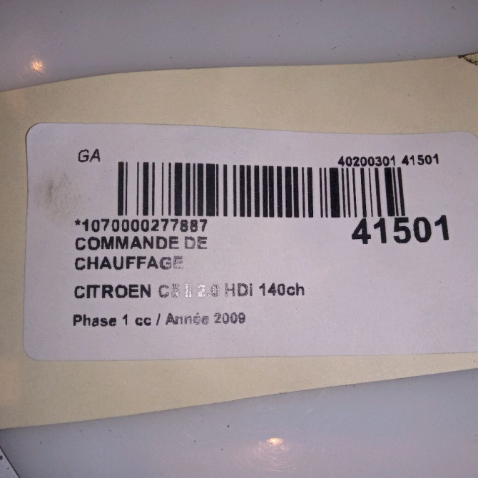 Commande de chauffage occasion CITROEN C5 II Phase 1 04-2008->... 2.0 HDi 140ch 6452H7 5