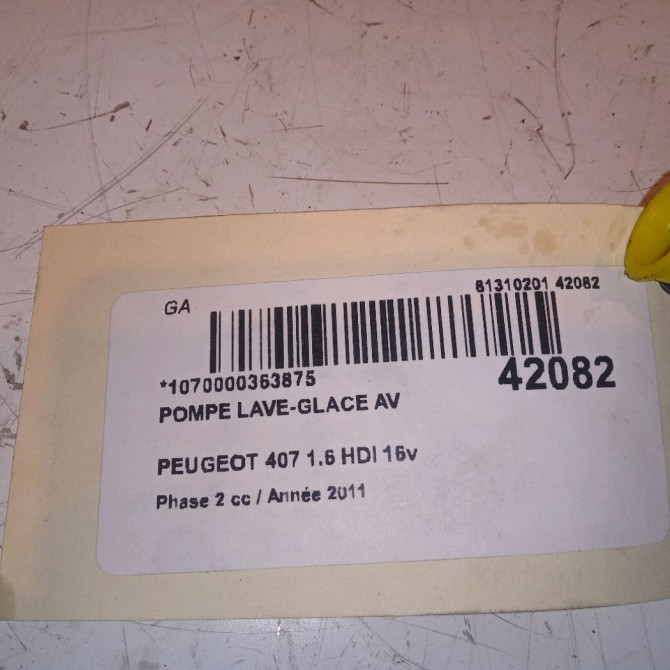 Pompe lave-glace avant occasion PEUGEOT 407 Phase 2 07-2008->04-2011 1.6 HDI 16v 110ch 643497 4
