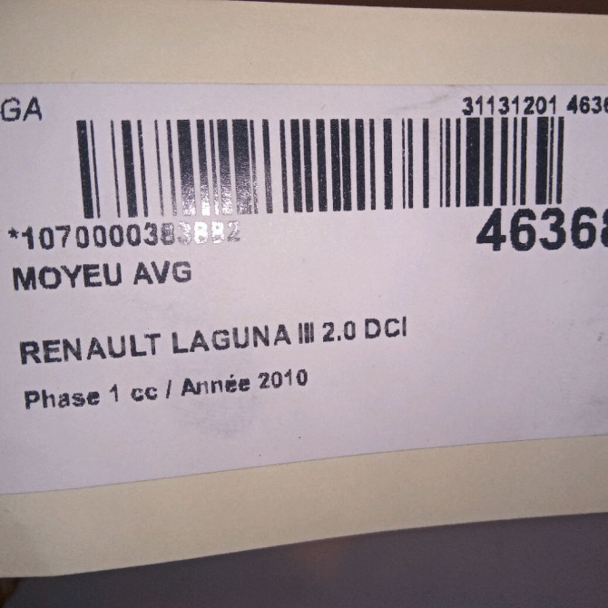 Moyeu avg occasion RENAULT LAGUNA III Phase 1 10-2007->10-2010 2.0 DCI 130ch 402104630R 4