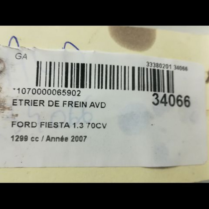 Etrier de frein avant droit occasion FORD FIESTA V Phase 2 10-2005->10-2008 1.3i 4