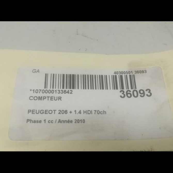 Compteur occasion PEUGEOT 206 + Phase 1 03-2009->05-2013 1.4 HDI 70ch 6103HQ 3