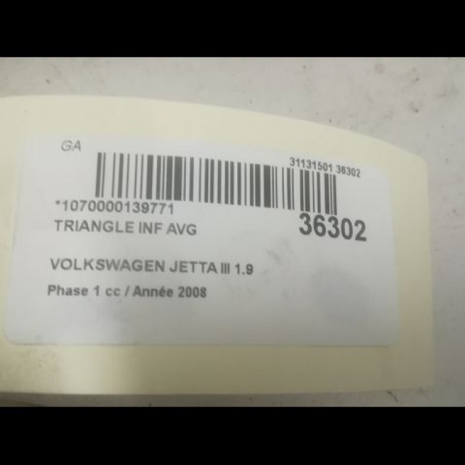 Triangle inf avg occasion VOLKSWAGEN JETTA III Phase 1 09-2005->12-2010 1.9 TDI 105ch 1K0407151BC 3