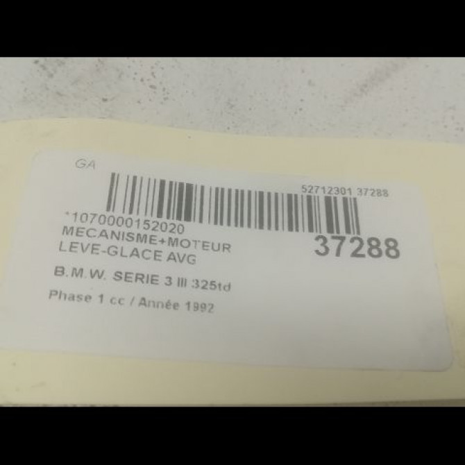 Mecanisme+moteur leve-glace avg occasion B.M.W. SERIE 3 III Phase 1 01-1991->04-1998 325td 3