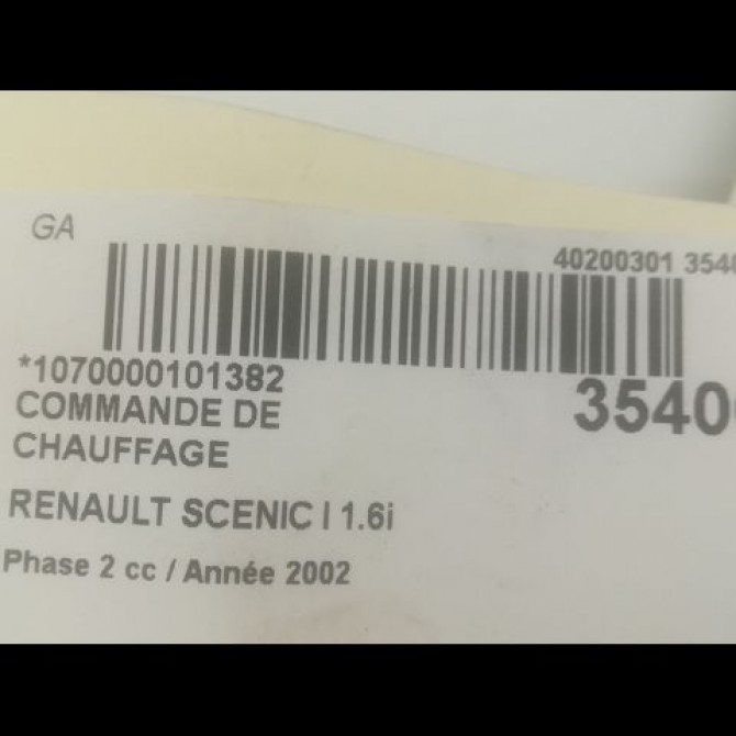 Commande de chauffage occasion RENAULT SCENIC I Phase 2 08-1999->06-2003 1.6i 107ch 3