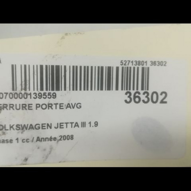 Serrure porte avg occasion VOLKSWAGEN JETTA III Phase 1 09-2005->12-2010 1.9 TDI 105ch 3D1837015AB 5
