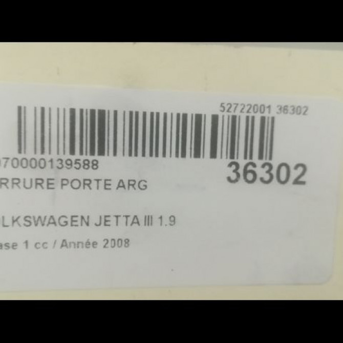 Serrure porte arg occasion VOLKSWAGEN JETTA III Phase 1 09-2005->12-2010 1.9 TDI 105ch 7L0839015D 5