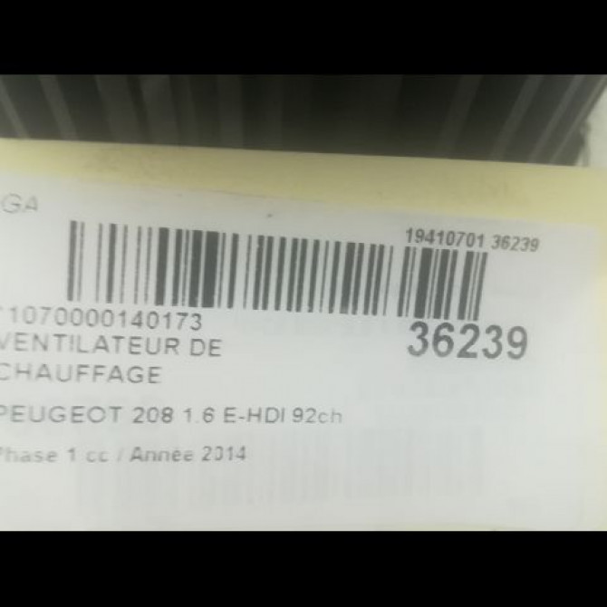 Ventilateur de chauffage occasion PEUGEOT 208 208 Phase 1 2012-03-01->2015-09-30 1.6 E-HDI 92ch 1608182080 3