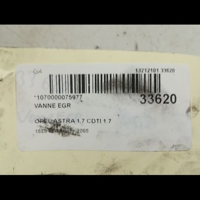 Vanne EGR occasion OPEL ASTRA II Phase 1 04-1998->09-2004 1.7 16v DTI 75ch 4