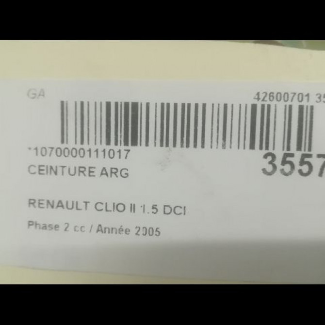 Ceinture arrière gauche occasion RENAULT CLIO II Phase 2 06-2001->07-2006 1.5 DCI 65ch 8200282145 4