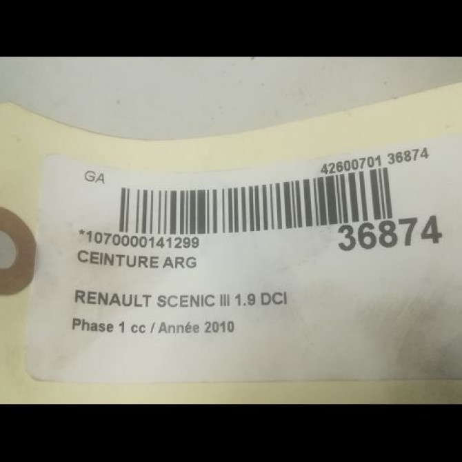 Ceinture arrière gauche occasion RENAULT SCENIC III Phase 1 04-2009->11-2011 1.9 DCI 130ch 888410017R 4