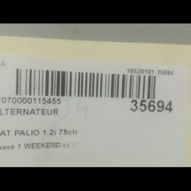 Alternateur occasion FIAT PALIO Phase 1 WEEKEND 03-1998->12-2002 1.2i 75ch 4
