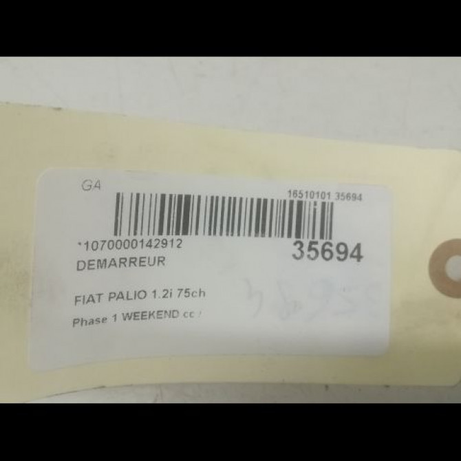 Démarreur occasion FIAT PALIO Phase 1 WEEKEND 03-1998->12-2002 1.2i 75ch 4