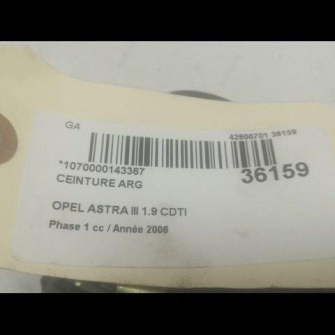 Ceinture arrière gauche occasion OPEL ASTRA III ASTRA III Phase 1 2004-04-01->2006-12-31 1.9 CDTI 120ch 13253563 4