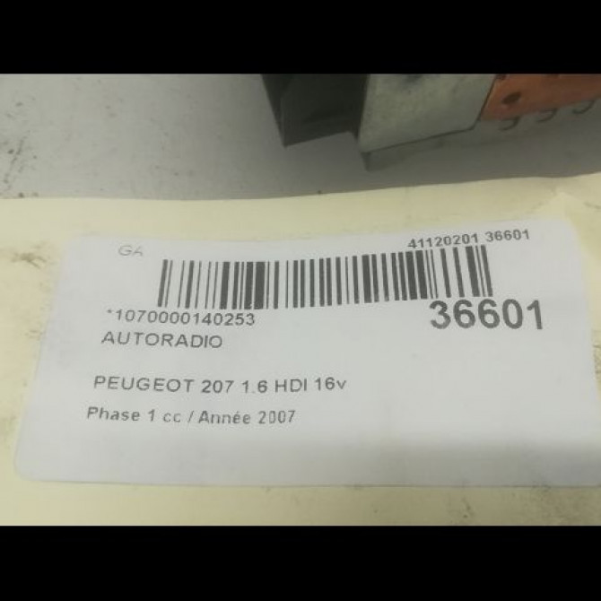 Autoradio occasion PEUGEOT 207 Phase 1 04-2006->06-2013 1.6 HDI 16v 110ch 6564ZT 3