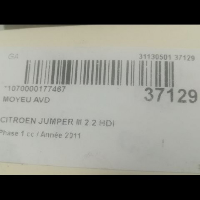 Moyeu avd occasion CITROEN JUMPER III Phase 1 06-2006->... 2.2 HDi 100ch 1606374680 3