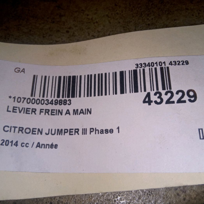 Levier frein a main occasion CITROEN JUMPER III Phase 1 06-2006->... 4701C2 4