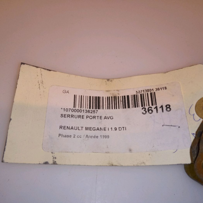 Serrure porte avg occasion RENAULT MEGANE I Phase 2 03-1999->06-2003 1.9 DTI 7701469180 5