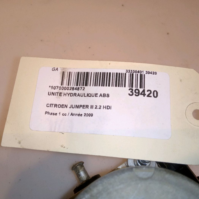 Unité hydraulique ABS occasion CITROEN JUMPER III Phase 1 06-2006->... 2.2 HDi 100ch 4541FZ 4
