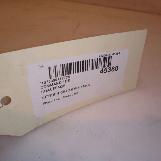 Commande de chauffage occasion CITROEN C5 II Phase 1 04-2008->... 2.0 HDi 138ch 6452H7 4