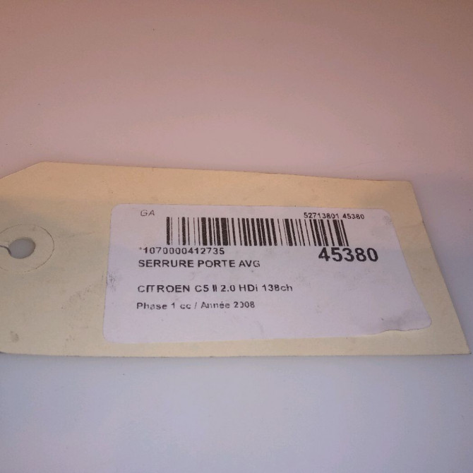 Serrure porte avg occasion CITROEN C5 II Phase 1 04-2008->... 2.0 HDi 138ch 9800618280 5
