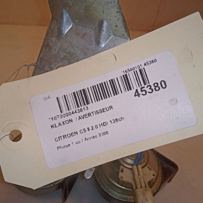 Klaxon  / avertisseur occasion CITROEN C5 II Phase 1 04-2008->... 2.0 HDi 138ch 6236L1 4