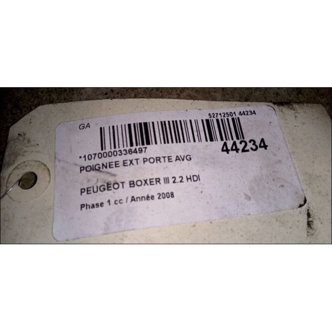 Poignee ext porte avg occasion PEUGEOT BOXER III Phase 1 06-2006->... 2.2 HDI 100ch 1611702180 3