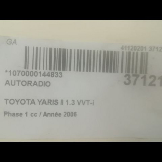 Autoradio occasion TOYOTA YARIS II Phase 1 12-2005->11-2009 1.3 VVT-i 861200D210 3
