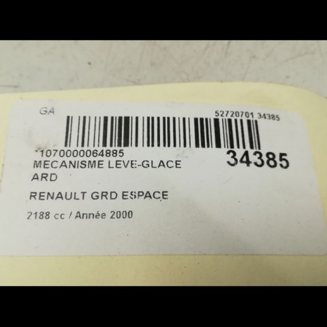 Mecanisme leve-glace arrière droit occasion RENAULT ESPACE III Phase 1 12-1996->09-2002 2.2 DT 6025300810 5