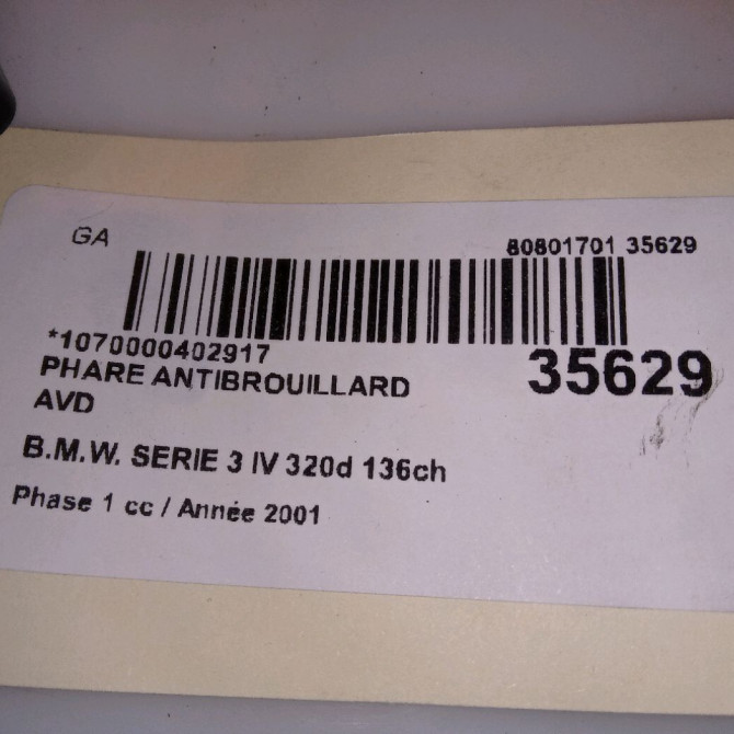 Phare antibrouillard avant droit occasion B.M.W. SERIE 3 IV Phase 1 05-1998->09-2001 320d 136ch 63178361952 4