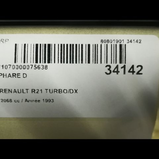 Phare droit occasion RENAULT 21 Phase 1 01-1986->06-1989 TURBO D 7701034133 3