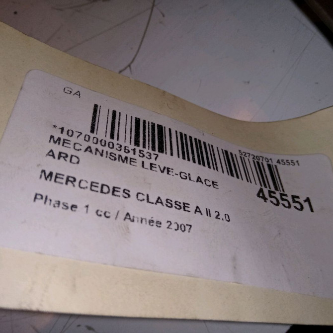 Mecanisme leve-glace arrière droit occasion MERCEDES CLASSE A II Phase 1 12-2004->04-2008 2.0 CDI 16v 110ch 1697303479 4