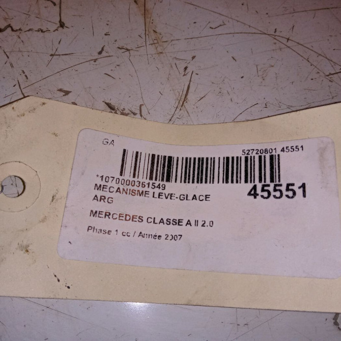 Mecanisme leve-glace arrière gauche occasion MERCEDES CLASSE A II Phase 1 12-2004->04-2008 2.0 CDI 16v 110ch 1697303379 4