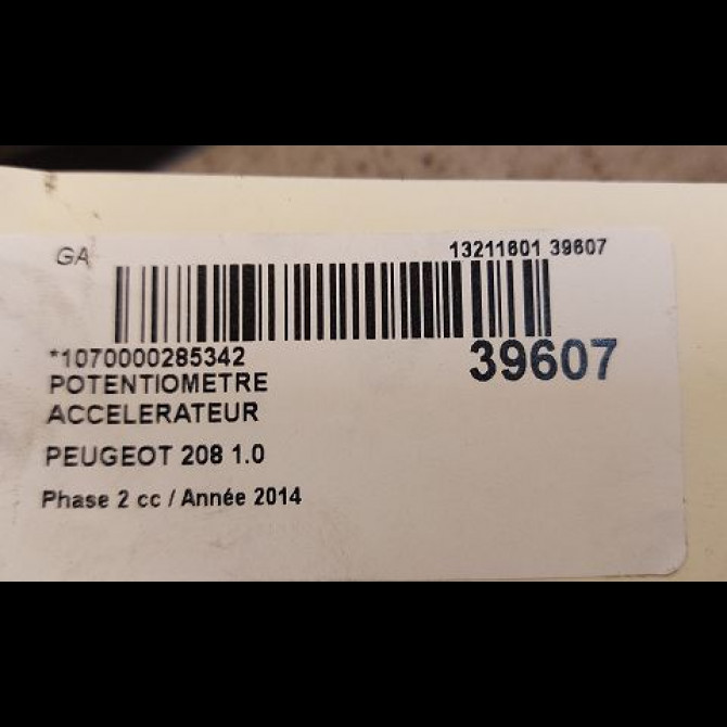 Potentiometre accelerateur occasion PEUGEOT 208 Phase 2 04-2015->... 1.0 PURETECH 68ch 3