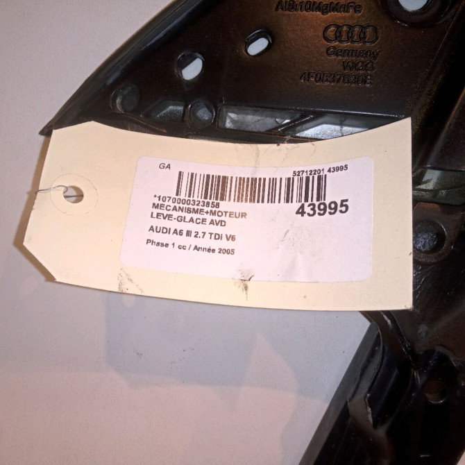 Mecanisme + moteur lève-glace avant droit occasion AUDI A6 III Phase 1 05-2004->10-2008 2.7 TDi V6 4F0837462A 5
