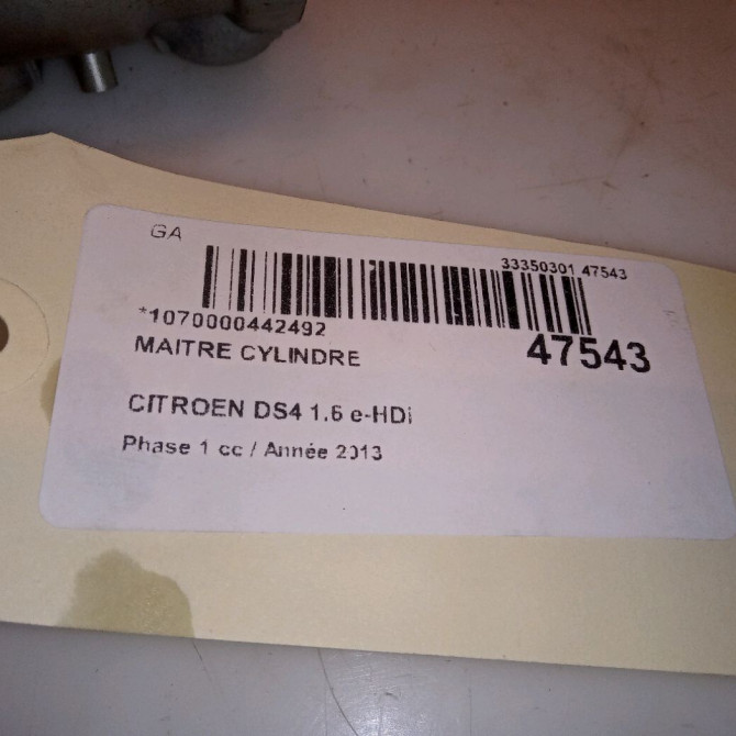 Maitre cylindre occasion CITROEN DS4 Phase 1 01-2011->03-2016 1.6 e-HDi 110ch 4601Y4 5