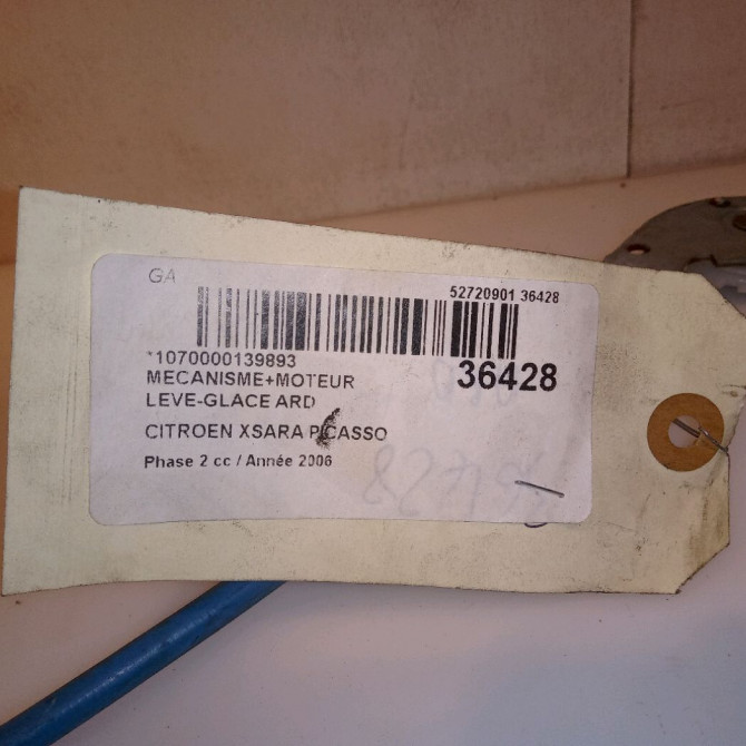 Mecanisme+moteur leve-glace ard occasion CITROEN XSARA PICASSO Phase 2 02-2004->12-2010 1.6 HDI 110ch 922367 4
