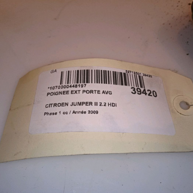 Poignee ext porte avg occasion CITROEN JUMPER III Phase 1 06-2006->... 2.2 HDi 100ch 1611702180 4